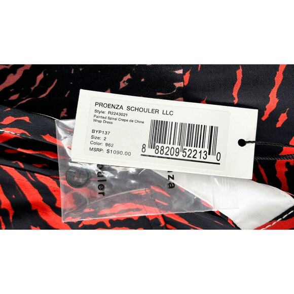 Proenza Schouler Printed Spiral Crepe De Chine Midi Wrap Dress Womens Size 2 New - Picture 15 of 16